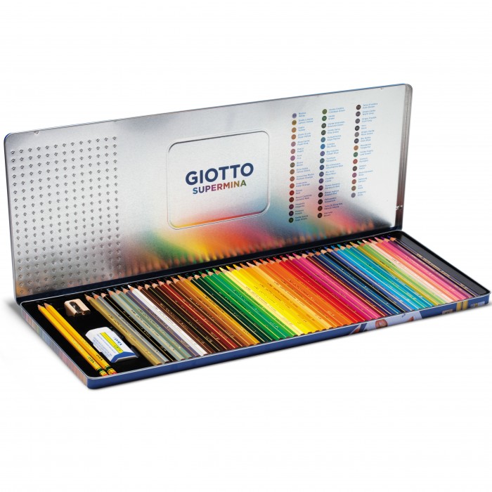 Pastelli - Giotto Supermina - 36 matite con mina da 3,8 mm - Scatola in  metallo - Cartolibreria Gianna